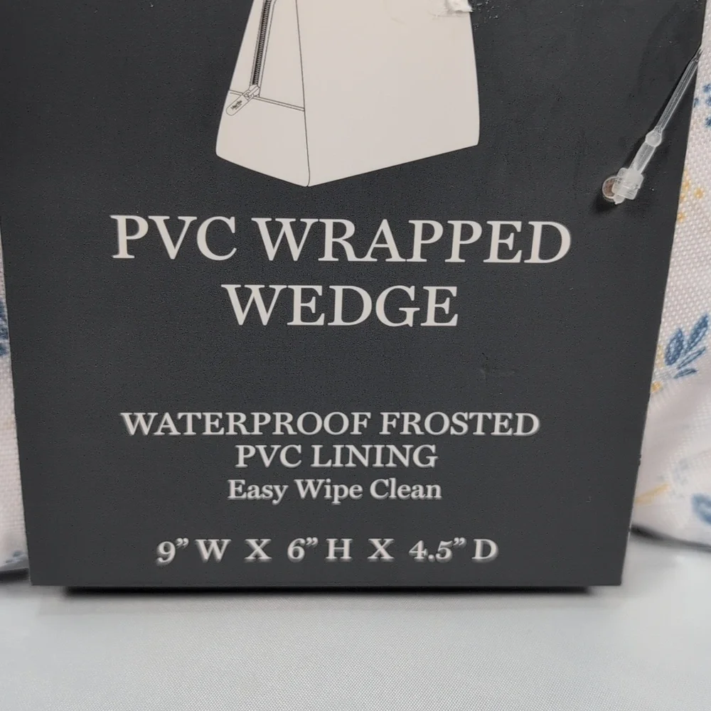 Martha Stewart PVC Wrapped Wedge Waterproof Toiletry Travel Bag Floral Print